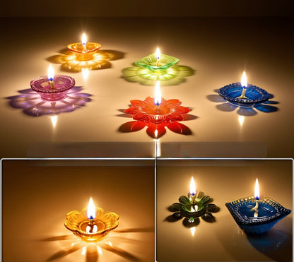 “Festive Glow Diyas – 12 Multicolour Decorative Lights”