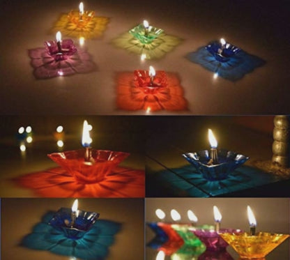 “Festive Glow Diyas – 12 Multicolour Decorative Lights”